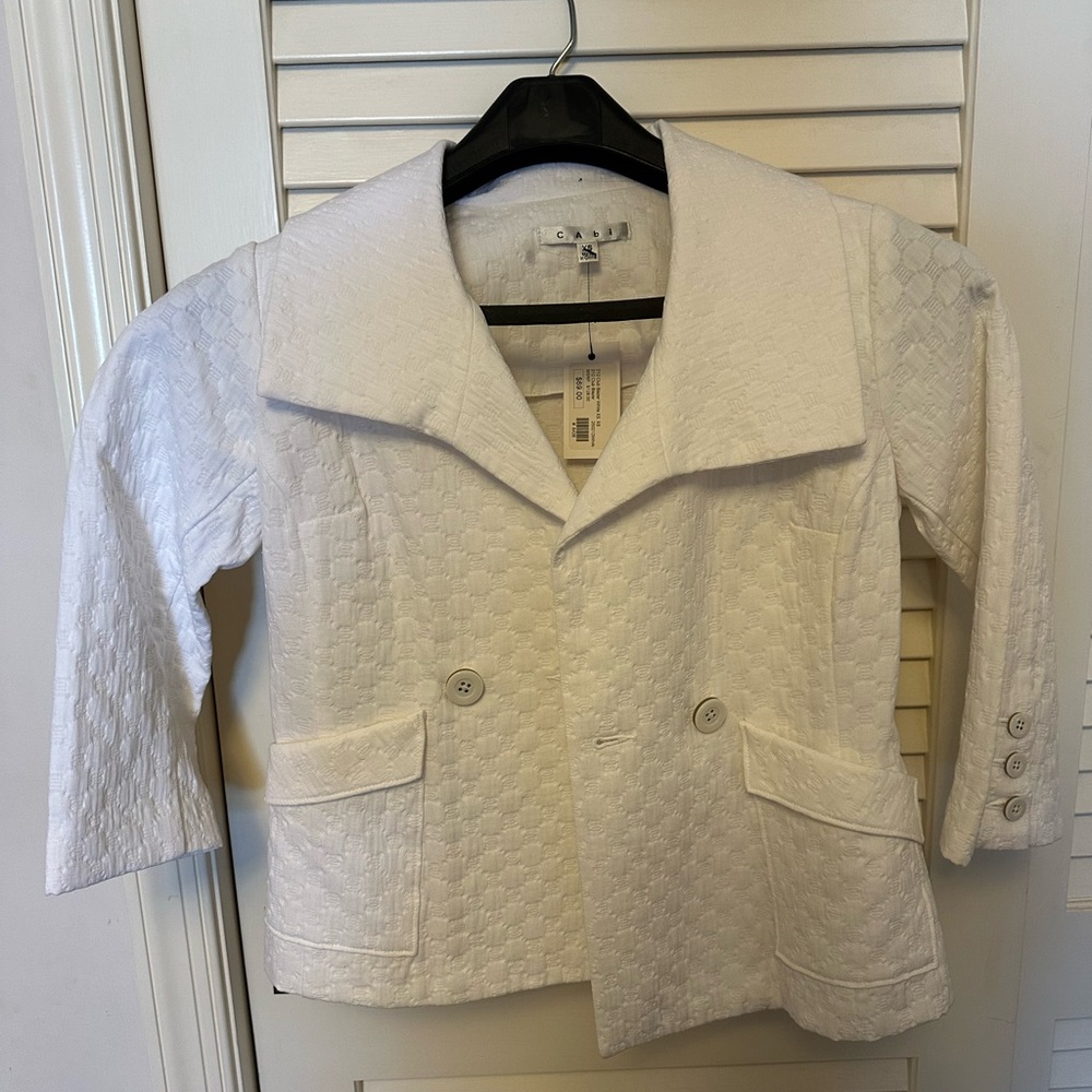 CAbi club blazer style 212 Textured White Blazer, NWT
